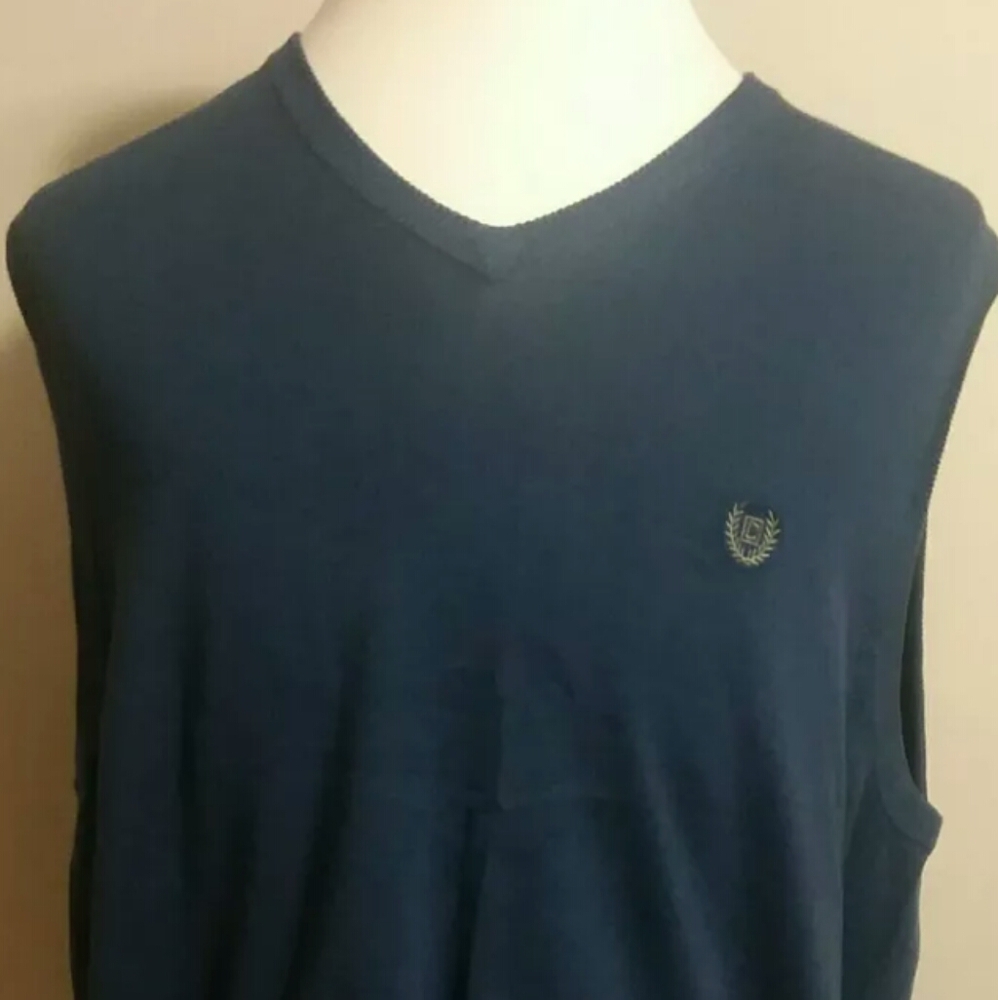 Chaps XL Sleeveless Vest Knitted Blue Mens Office Sweater formal preppy …